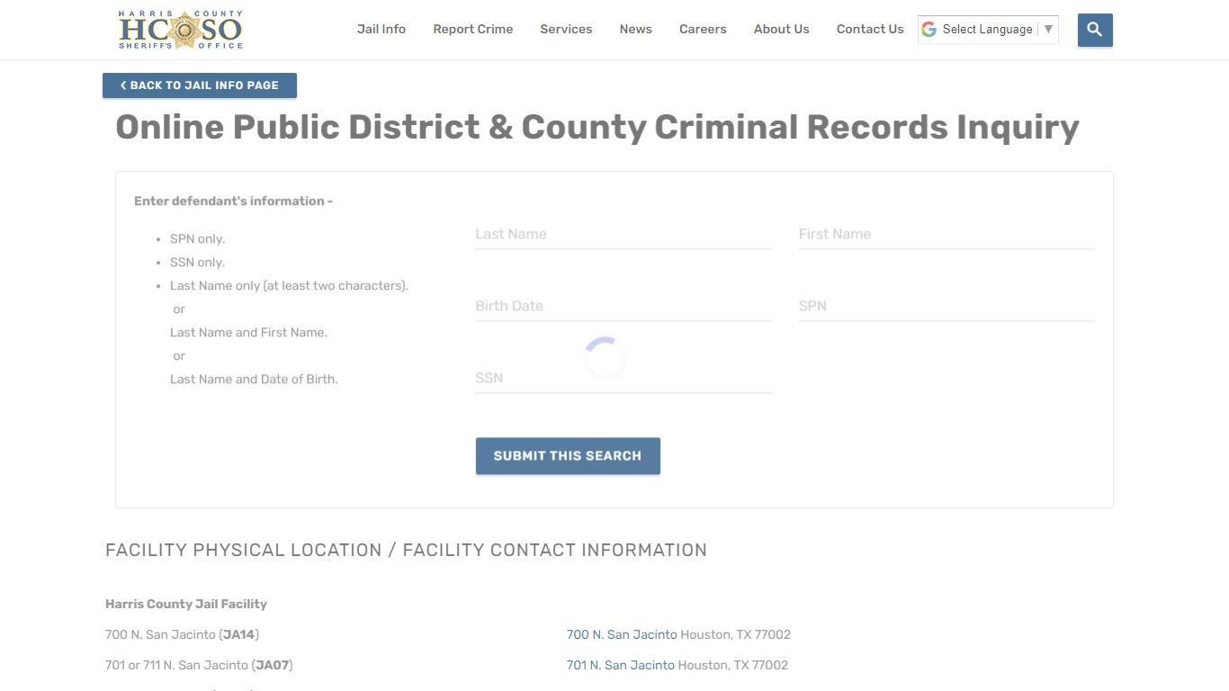 Online Public District & County Criminal Records Inquiry